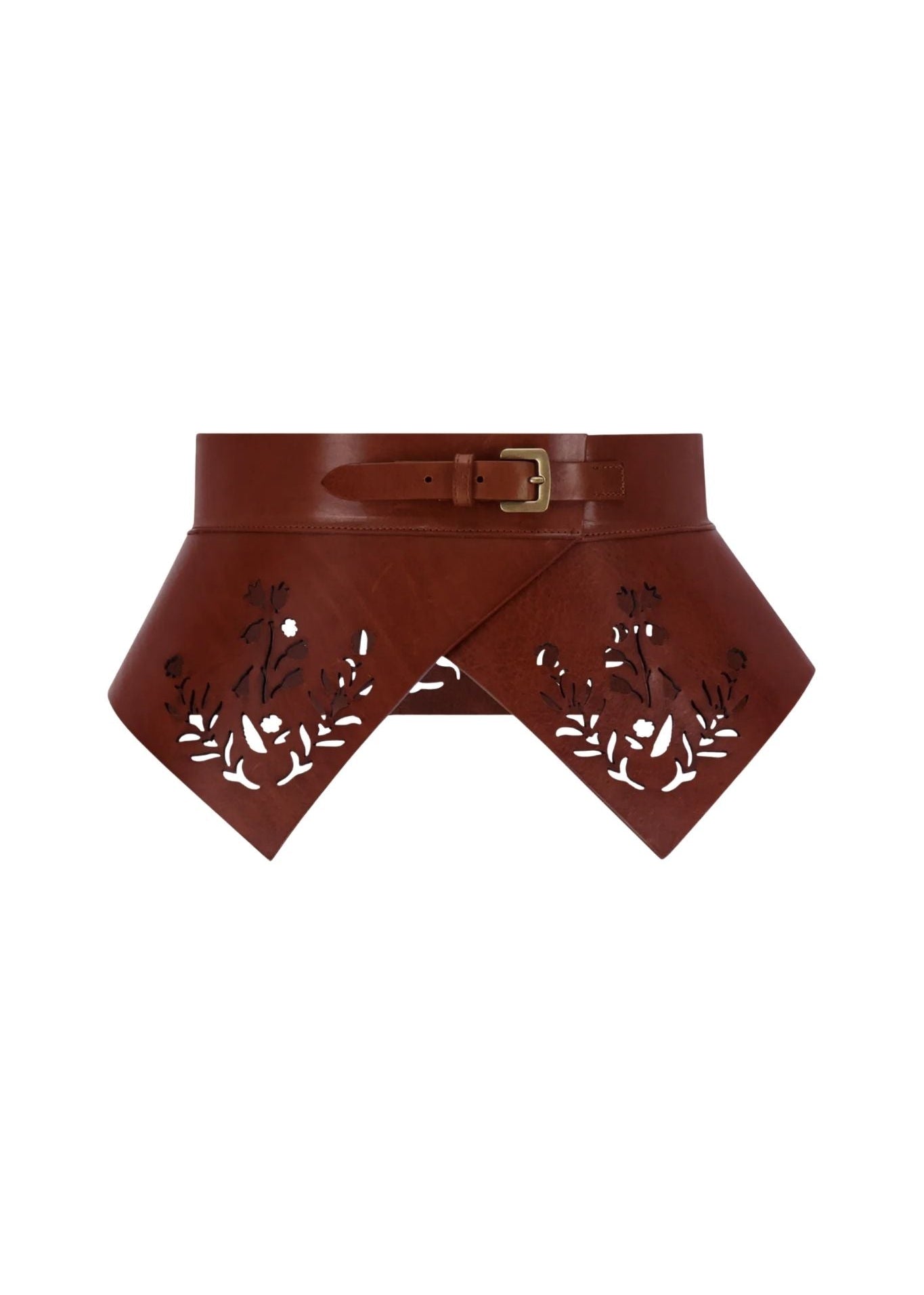 Lela Rose Leather Floral Lasercut Belt - Vermillion