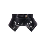 Lela Rose Leather Floral Lasercut Belt Black - Vermillion