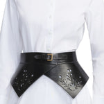 Lela Rose Leather Floral Lasercut Belt Black - Vermillion
