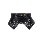 Lela Rose Leather Floral Lasercut Belt Black - Vermillion