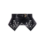 Lela Rose Leather Floral Lasercut Belt Black - Vermillion