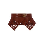 Lela Rose Leather Floral Lasercut Belt Tan - Vermillion