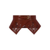 Lela Rose Leather Floral Lasercut Belt Tan - Vermillion