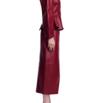 Lela Rose Leather Peplum Jacket - Vermillion