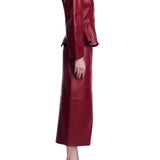 Lela Rose Leather Peplum Jacket - Vermillion