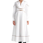 Lela Rose Leather Trim Maxi Shirtdress - Vermillion