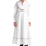 Lela Rose Leather Trim Maxi Shirtdress - Vermillion