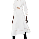 Lela Rose Leather Trim Maxi Shirtdress - Vermillion