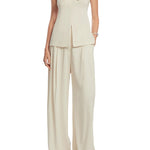 Lela Rose Linen Bow Top Bone - Vermillion