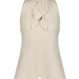 Lela Rose Linen Bow Top Bone - Vermillion