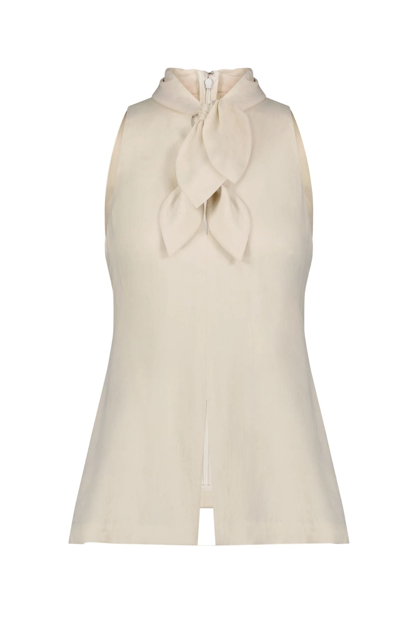 Lela Rose Linen Bow Top Bone - Vermillion