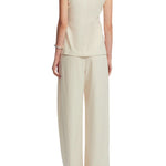 Lela Rose Linen Bow Top Bone - Vermillion