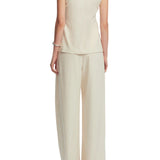 Lela Rose Linen Bow Top Bone - Vermillion
