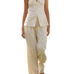 Lela Rose Linen Bow Top Bone - Vermillion