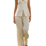 Lela Rose Linen Bow Top Bone - Vermillion