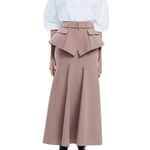Lela Rose Melange Crepe Belted Skirt - Vermillion