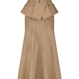 Lela Rose Melange Crepe Belted Skirt - Vermillion
