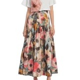 Lela Rose Peony Embroidered Cotton Poplin Cropped Shirt White/Pink - Vermillion