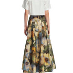 Lela Rose Peony Embroidered Cotton Poplin Cropped Shirt White/Yellow - Vermillion