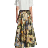 Lela Rose Peony Embroidered Cotton Poplin Cropped Shirt White/Yellow - Vermillion