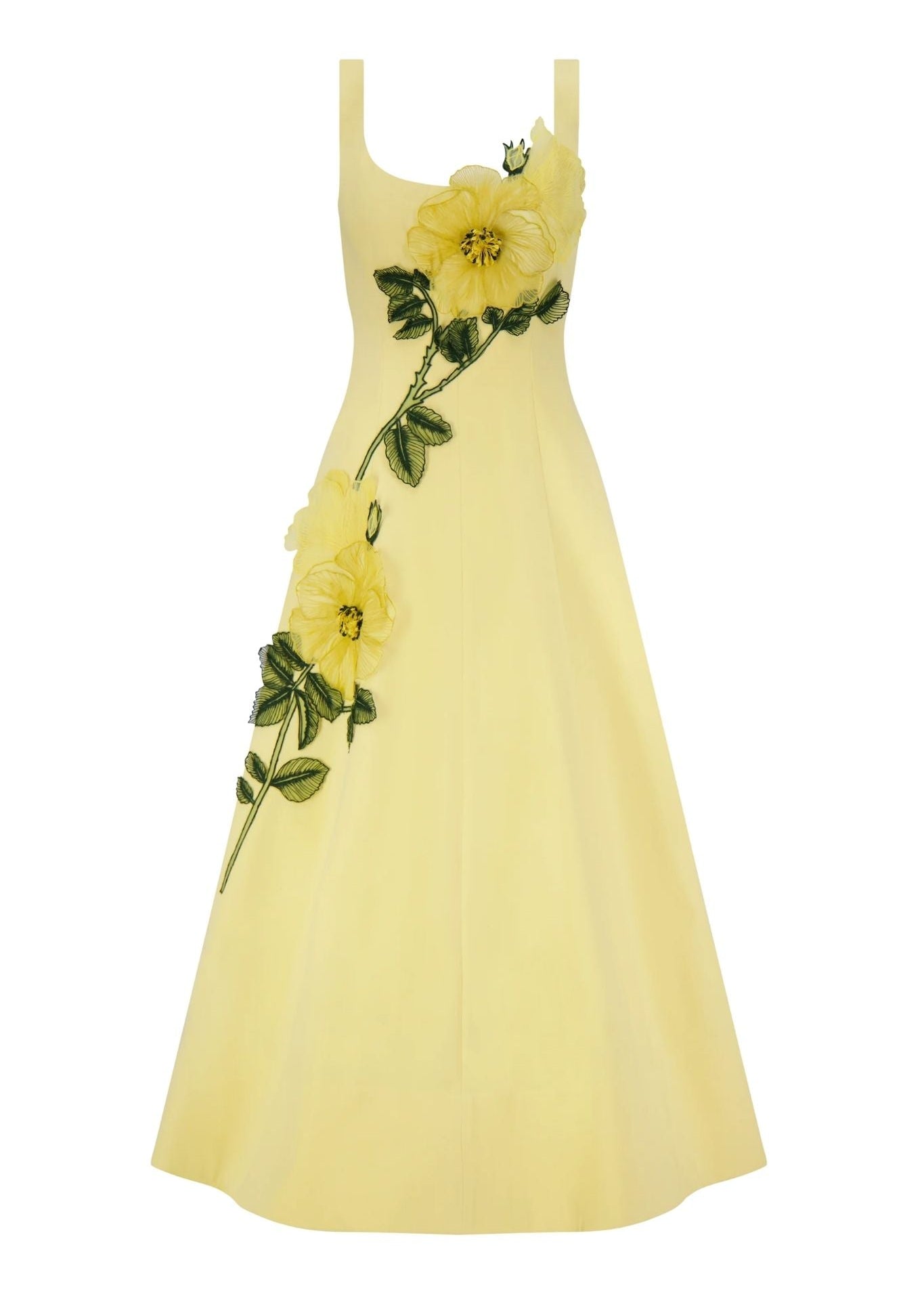 Lela Rose Peony Embroidered Stretch Cotton Full Dress - Vermillion