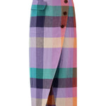 Lela Rose Plaid Linen Asymmetrical Skirt - Vermillion