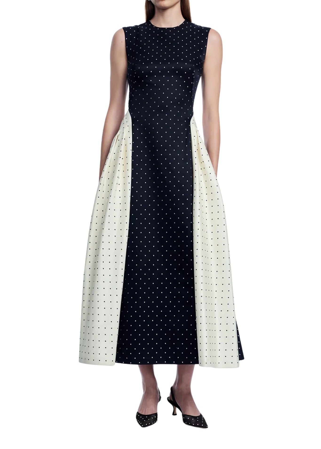 Lela Rose Polka Dot Jacquard Alexis Dress - Vermillion