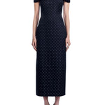 Lela Rose Polka Dot Jacquard Column Dress - Vermillion