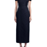 Lela Rose Polka Dot Jacquard Column Dress - Vermillion