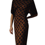 Lela Rose Polka Dot Jersey Turtleneck Dress - Vermillion