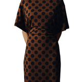Lela Rose Polka Dot Jersey Turtleneck Dress - Vermillion
