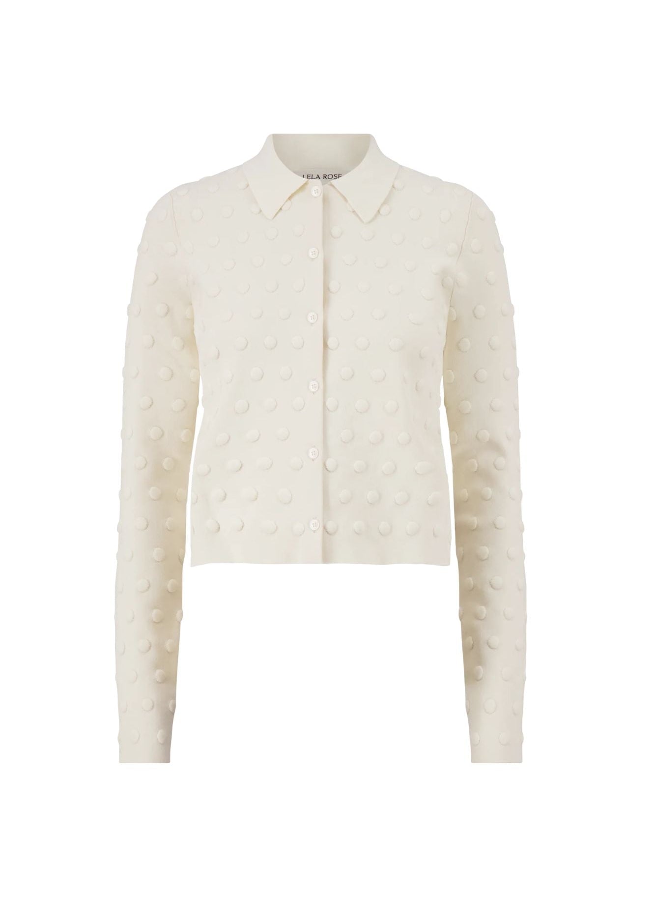 Lela Rose Pucker Dot Knit Cardigan - Vermillion