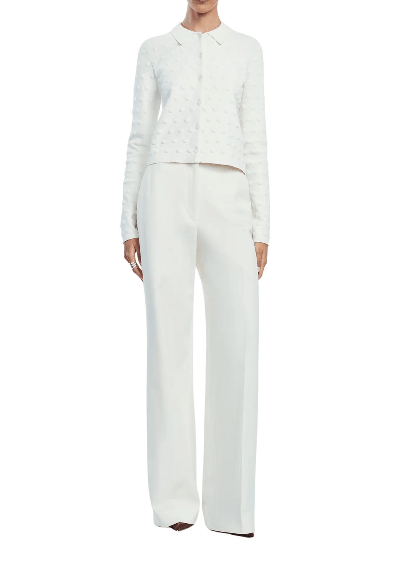 Lela Rose Pucker Dot Knit Cardigan - Vermillion