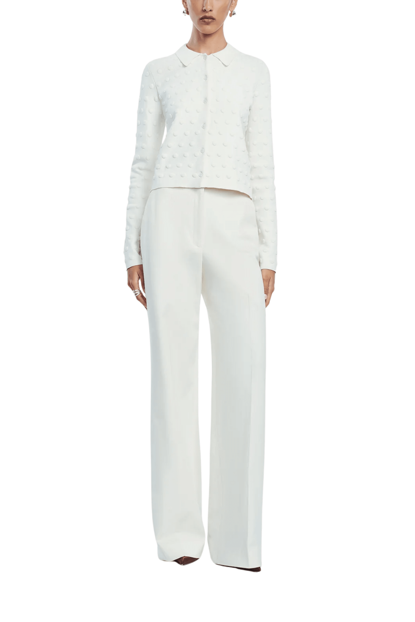 Lela Rose Pucker Dot Knit Cardigan - Vermillion