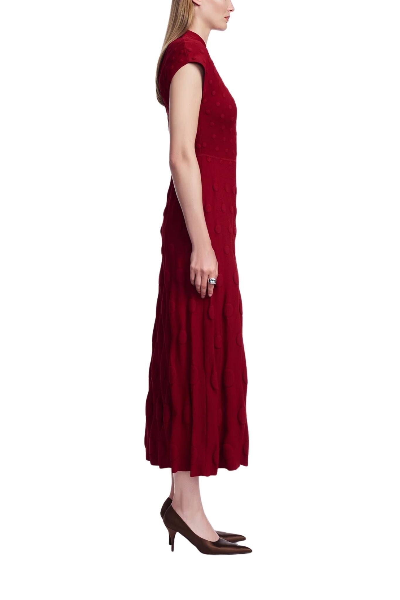 Lela Rose Pucker Dot Knit Dress - Vermillion