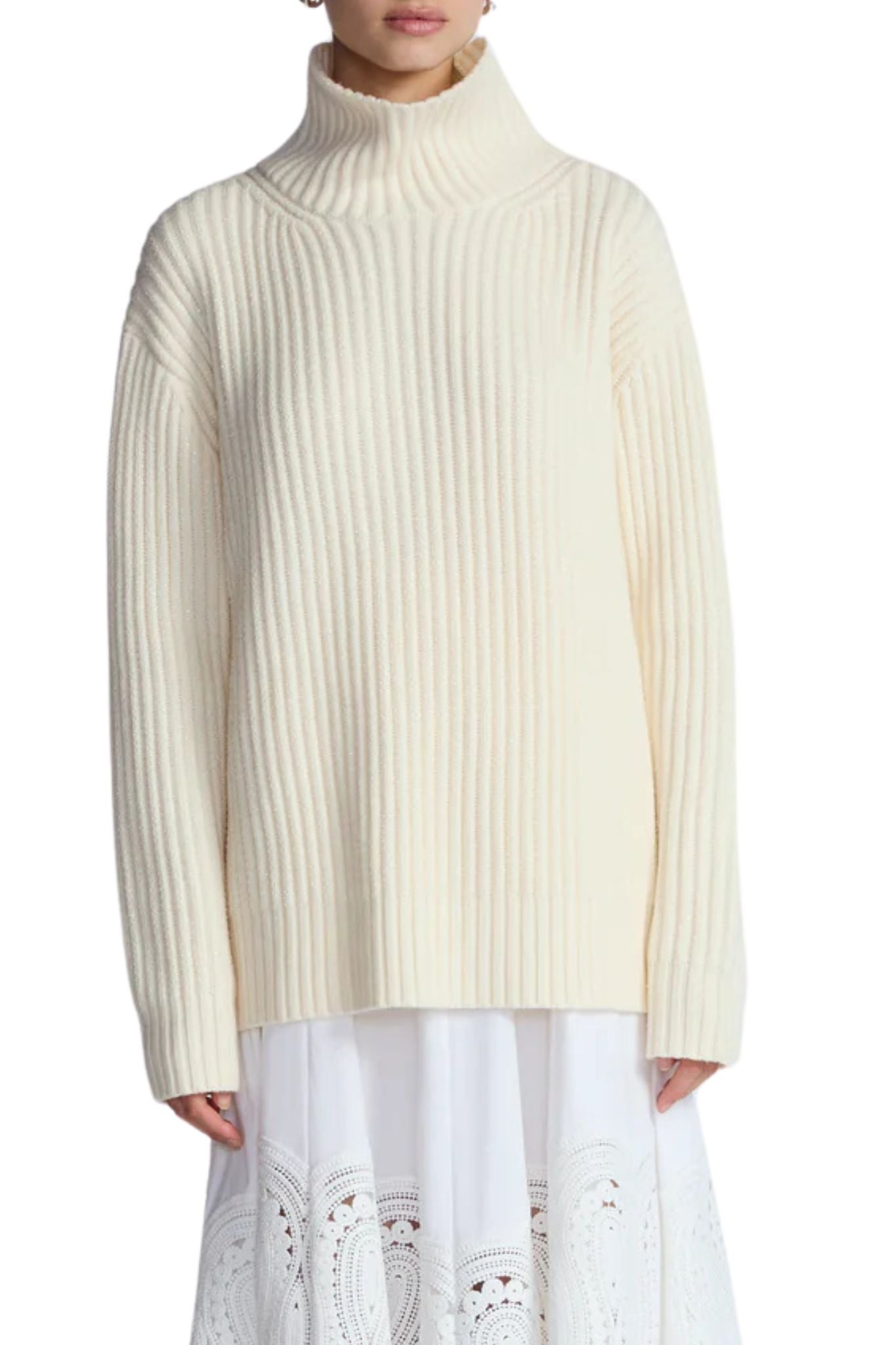 Lela Rose Rhinestone T - neck Pullover - Vermillion