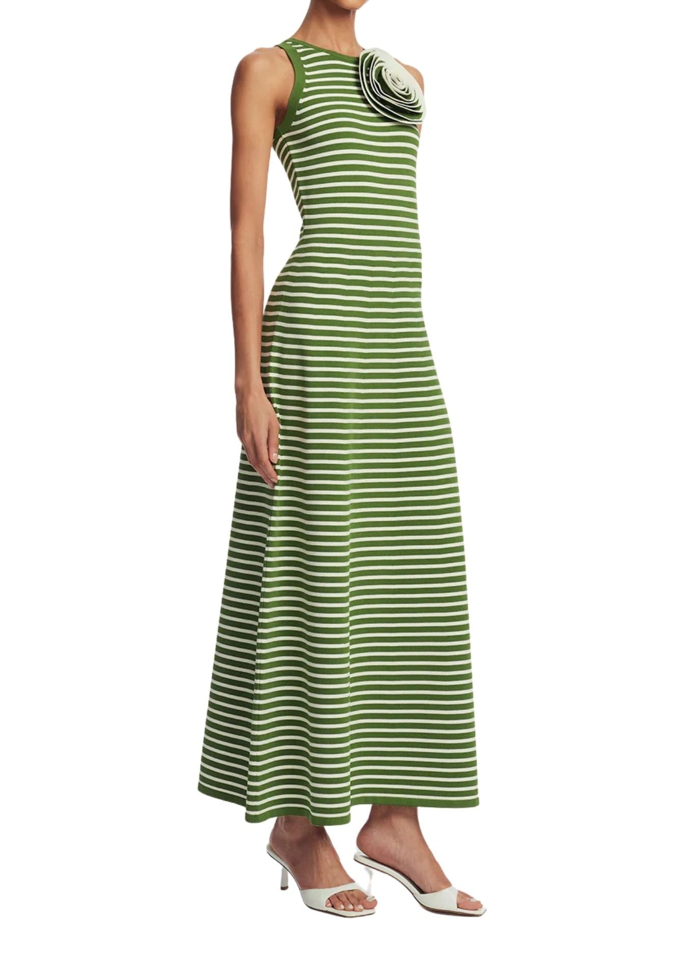 Lela Rose Rose Detail Knit Halter Dress Cactus Multi - Vermillion