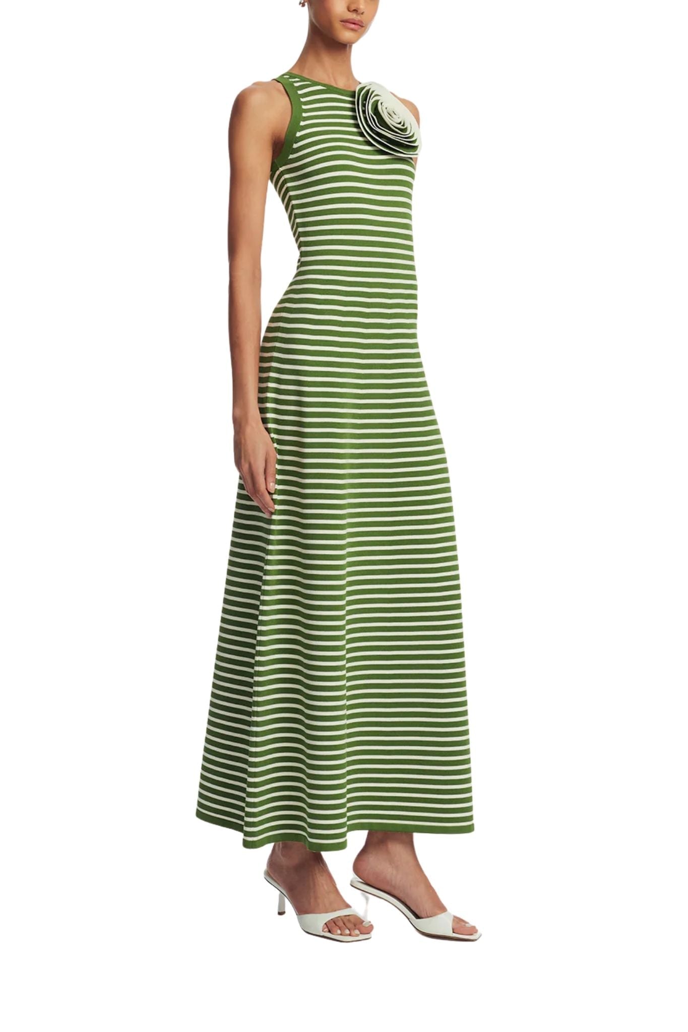 Lela Rose Rose Detail Knit Halter Dress Cactus Multi - Vermillion