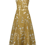 Lela Rose Sheer Floral Jacquard Belted Dress - Vermillion