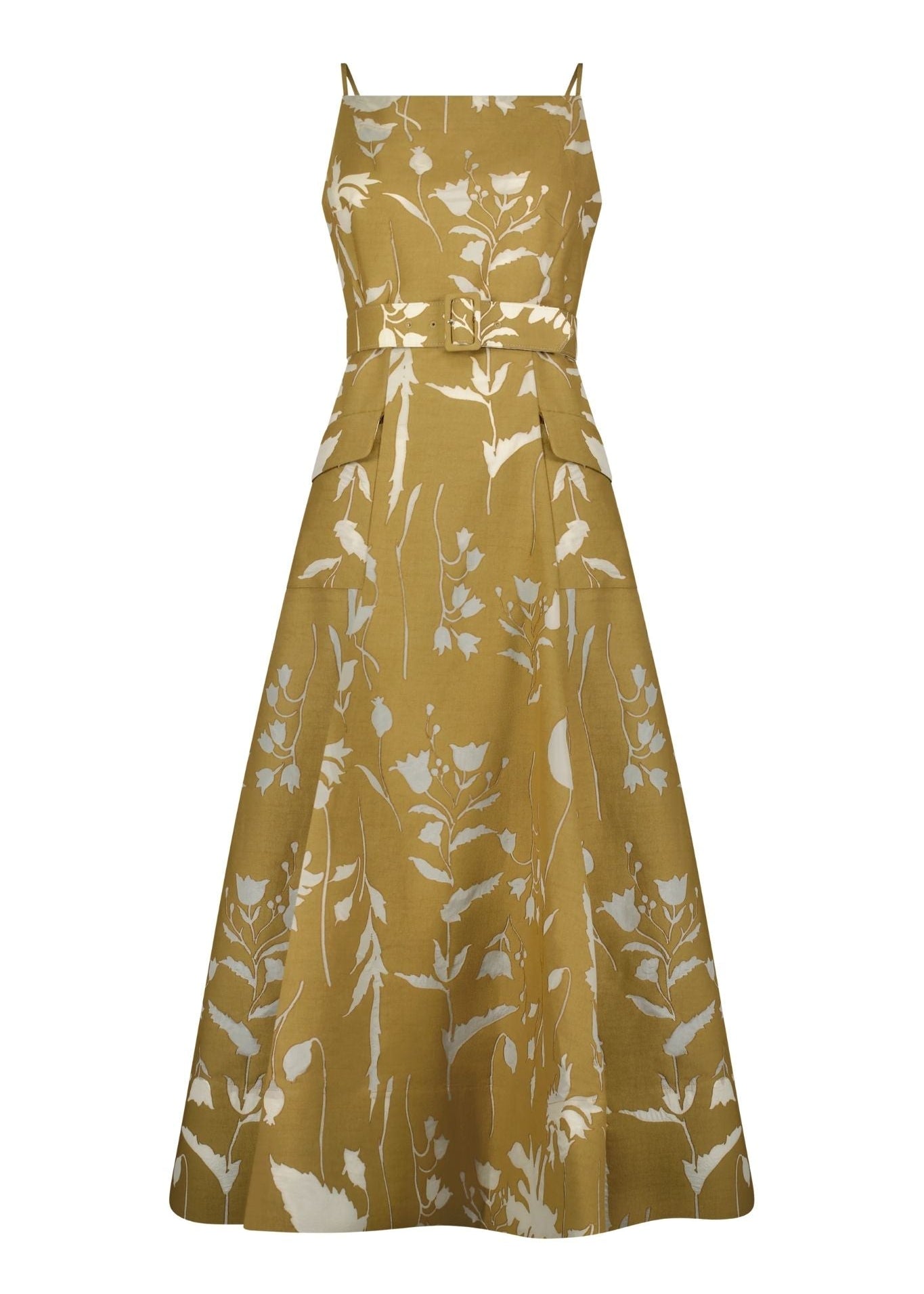 Lela Rose Sheer Floral Jacquard Belted Dress - Vermillion