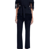 Lela Rose Stretch Cotton Fringed Cape - Vermillion