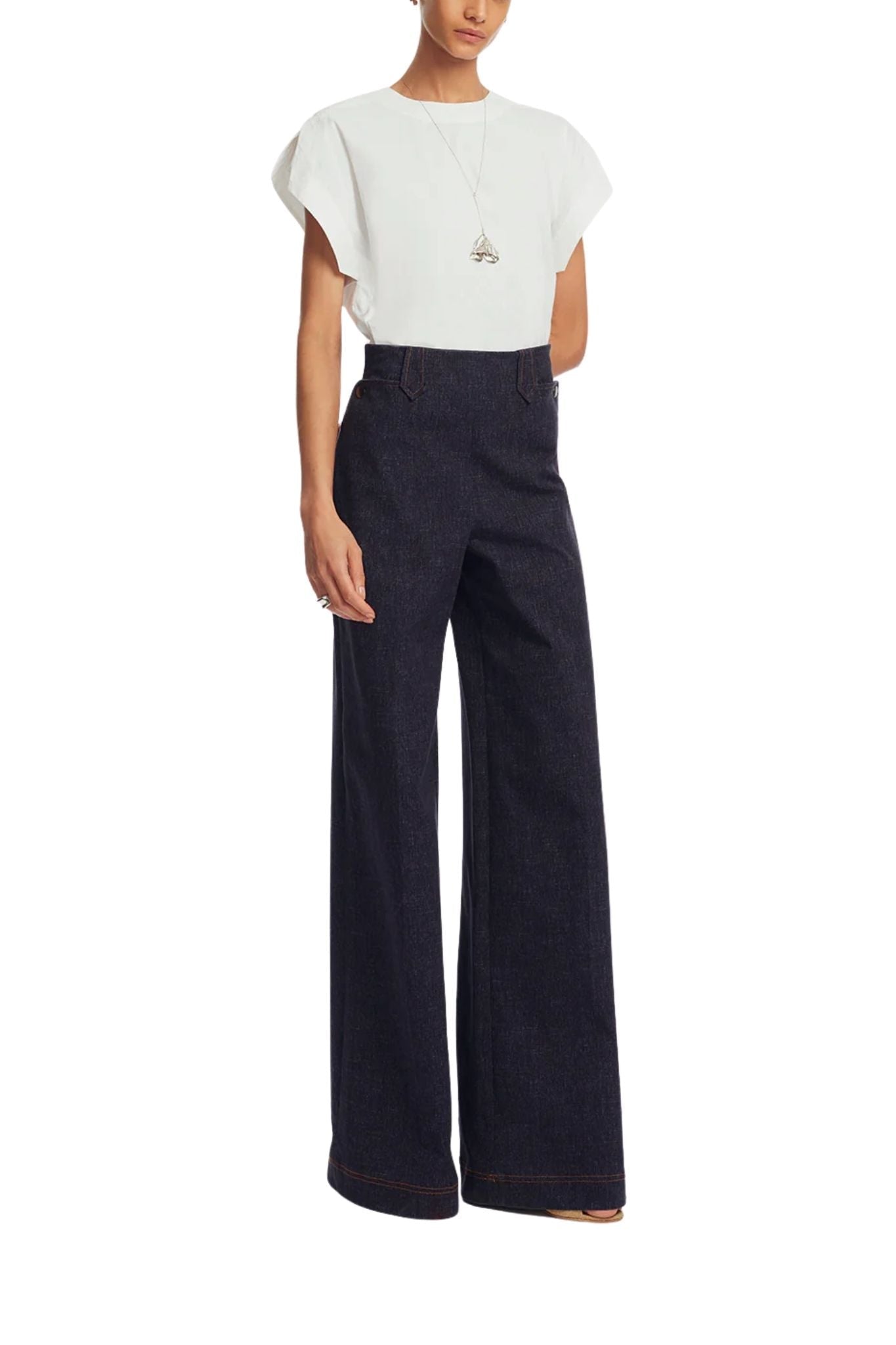 Lela Rose Stretch Denim Pant Midnight - Vermillion