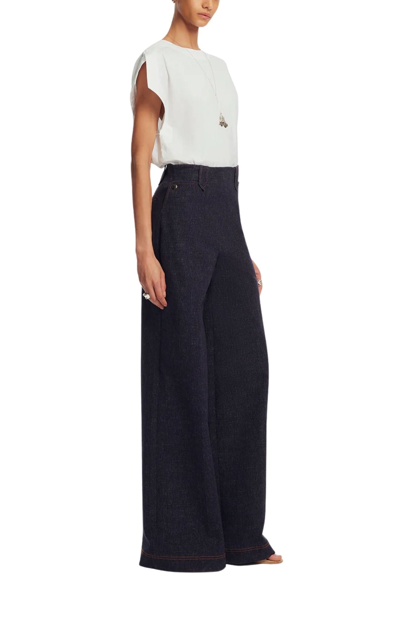 Lela Rose Stretch Denim Pant Midnight - Vermillion
