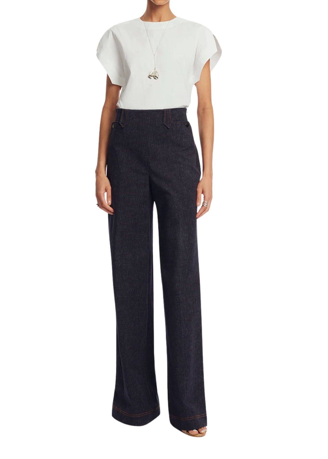 Lela Rose Stretch Denim Pant Midnight - Vermillion