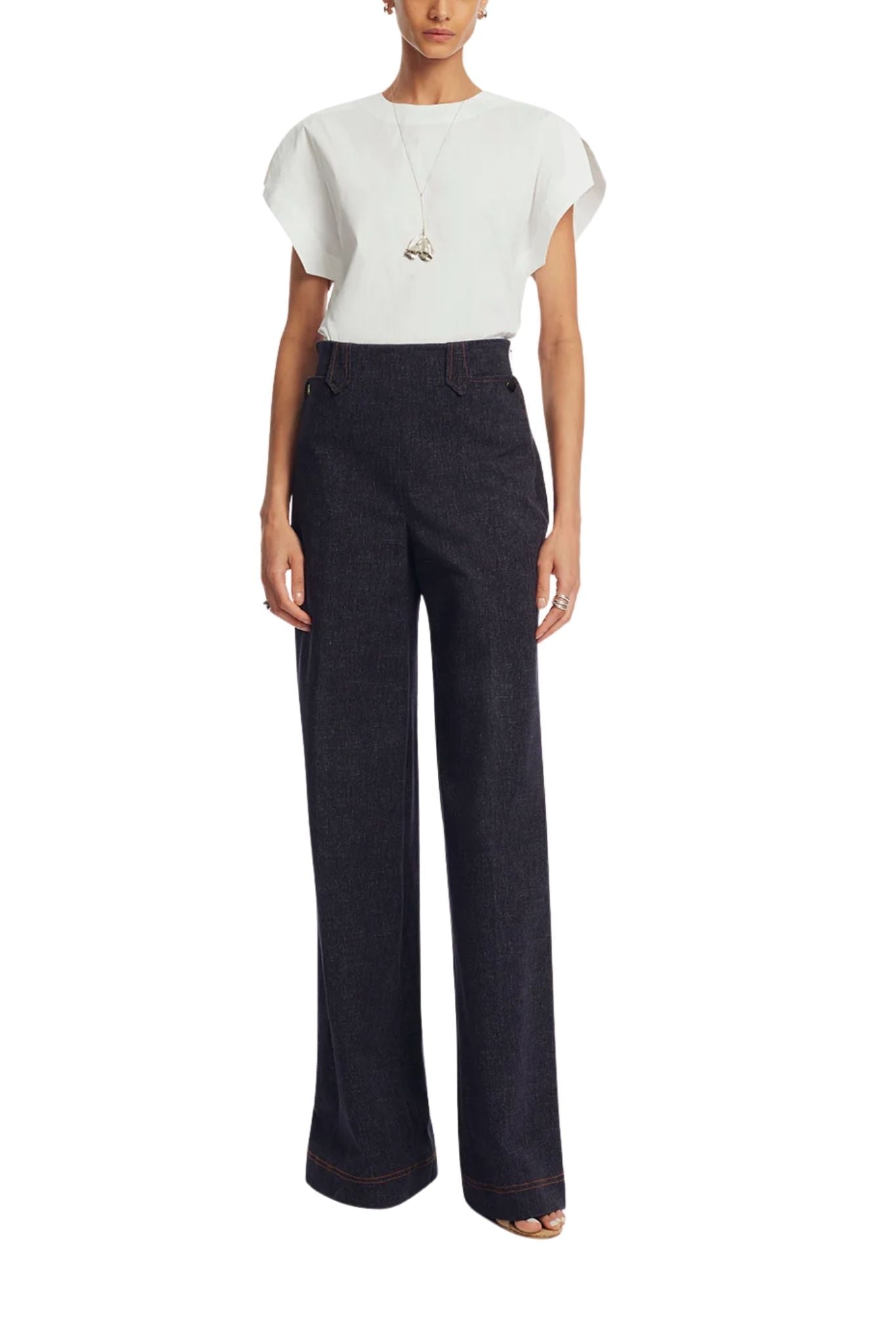 Lela Rose Stretch Denim Pant Midnight - Vermillion
