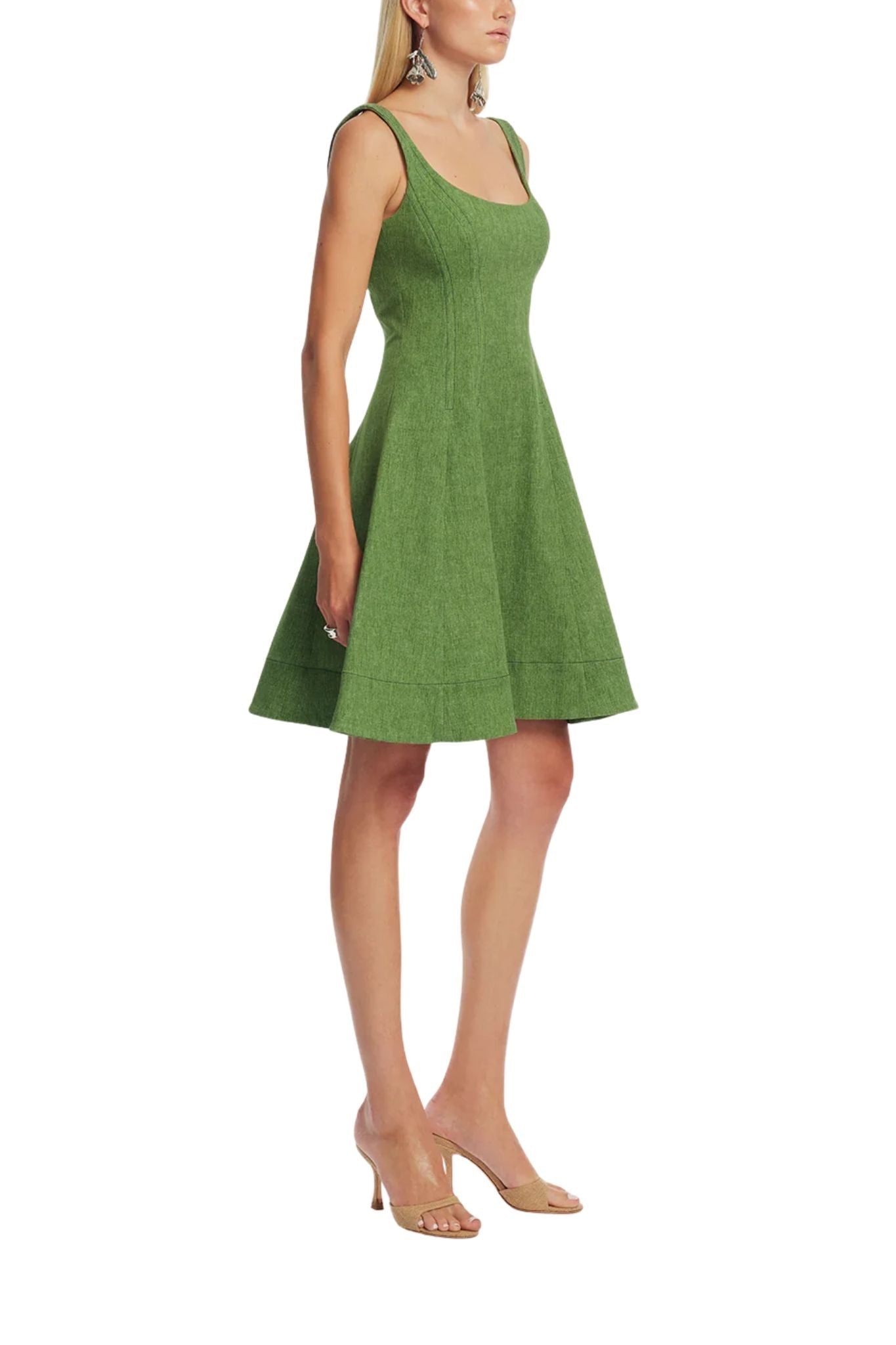 Lela Rose Stretch Denim Seamed Dress Cactus - Vermillion