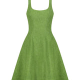 Lela Rose Stretch Denim Seamed Dress Cactus - Vermillion