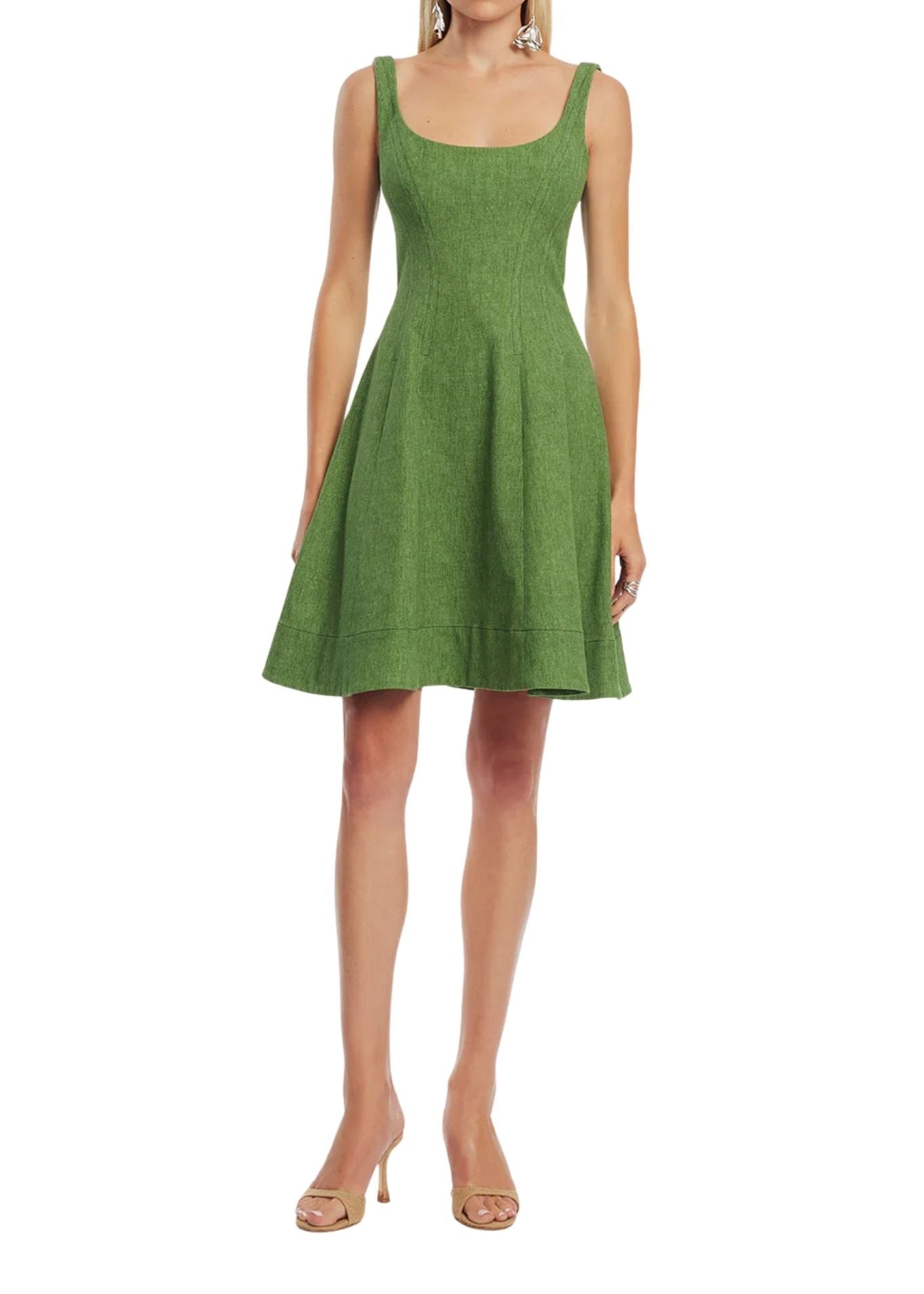 Lela Rose Stretch Denim Seamed Dress Cactus - Vermillion