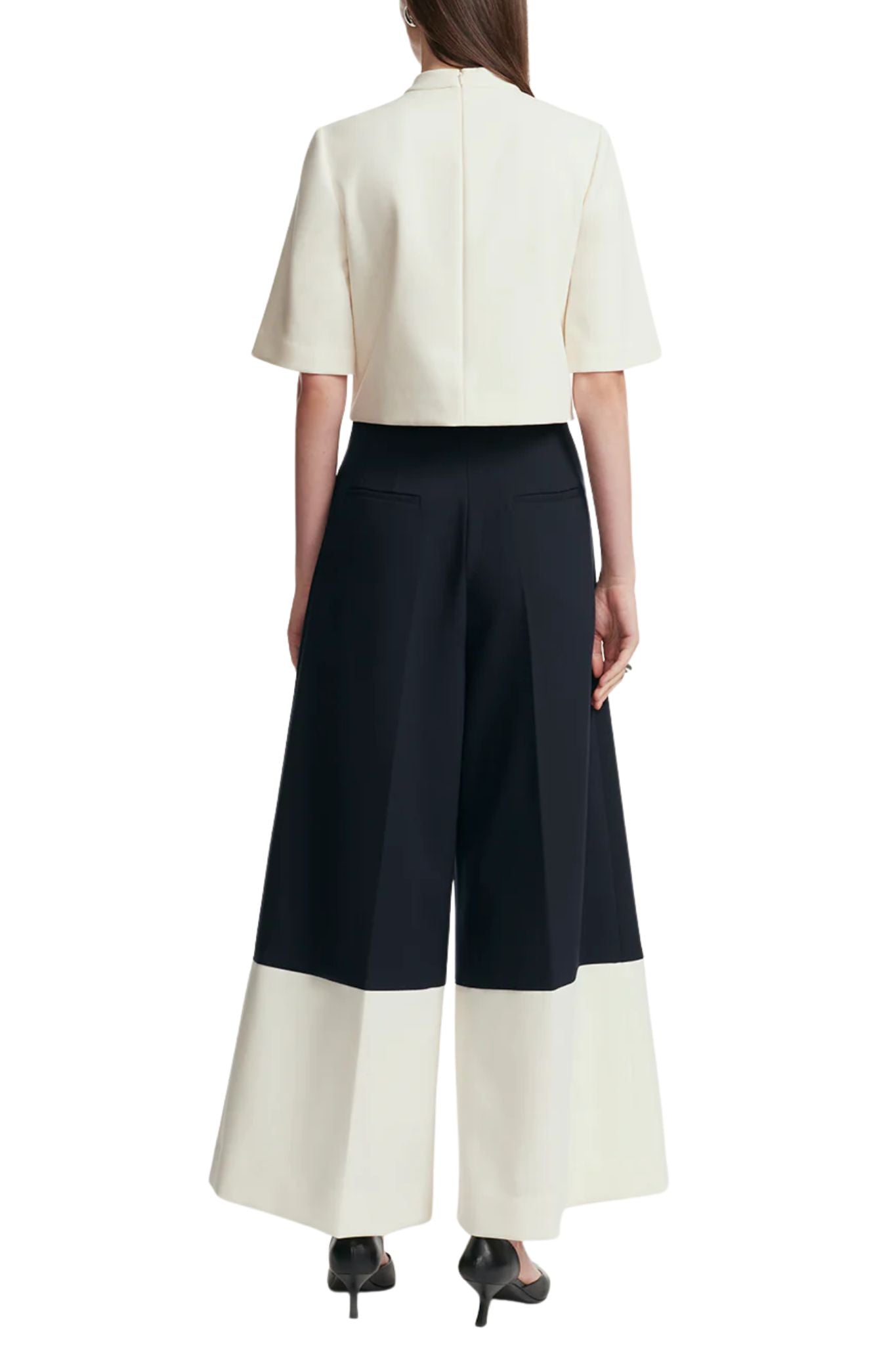 Lela Rose Stretch Twill Drop Flower Crop Top - Vermillion