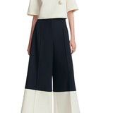 Lela Rose Stretch Twill Drop Flower Crop Top - Vermillion